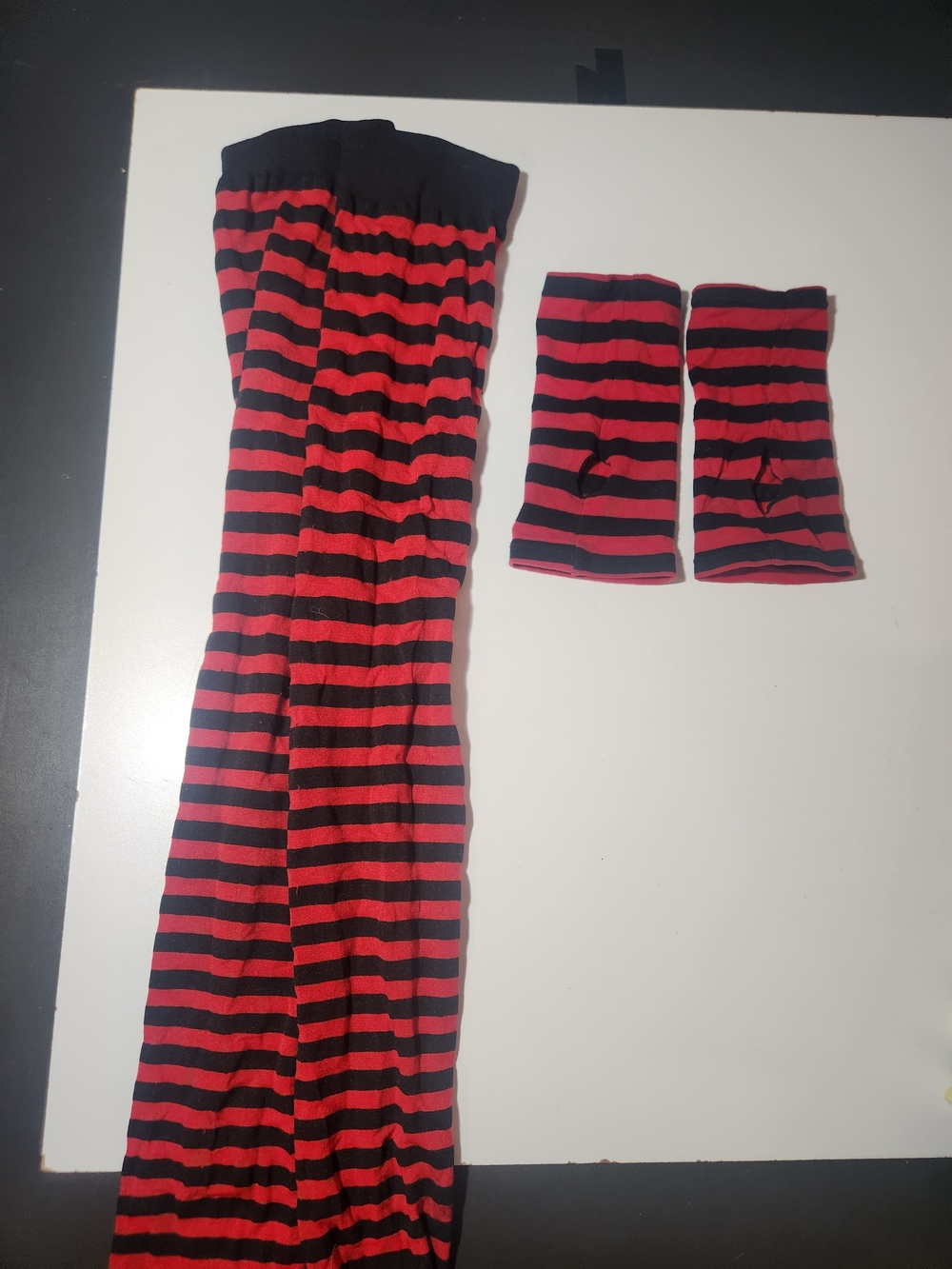 Thigh High Striped Tights w/ Matching Wrist Warmers